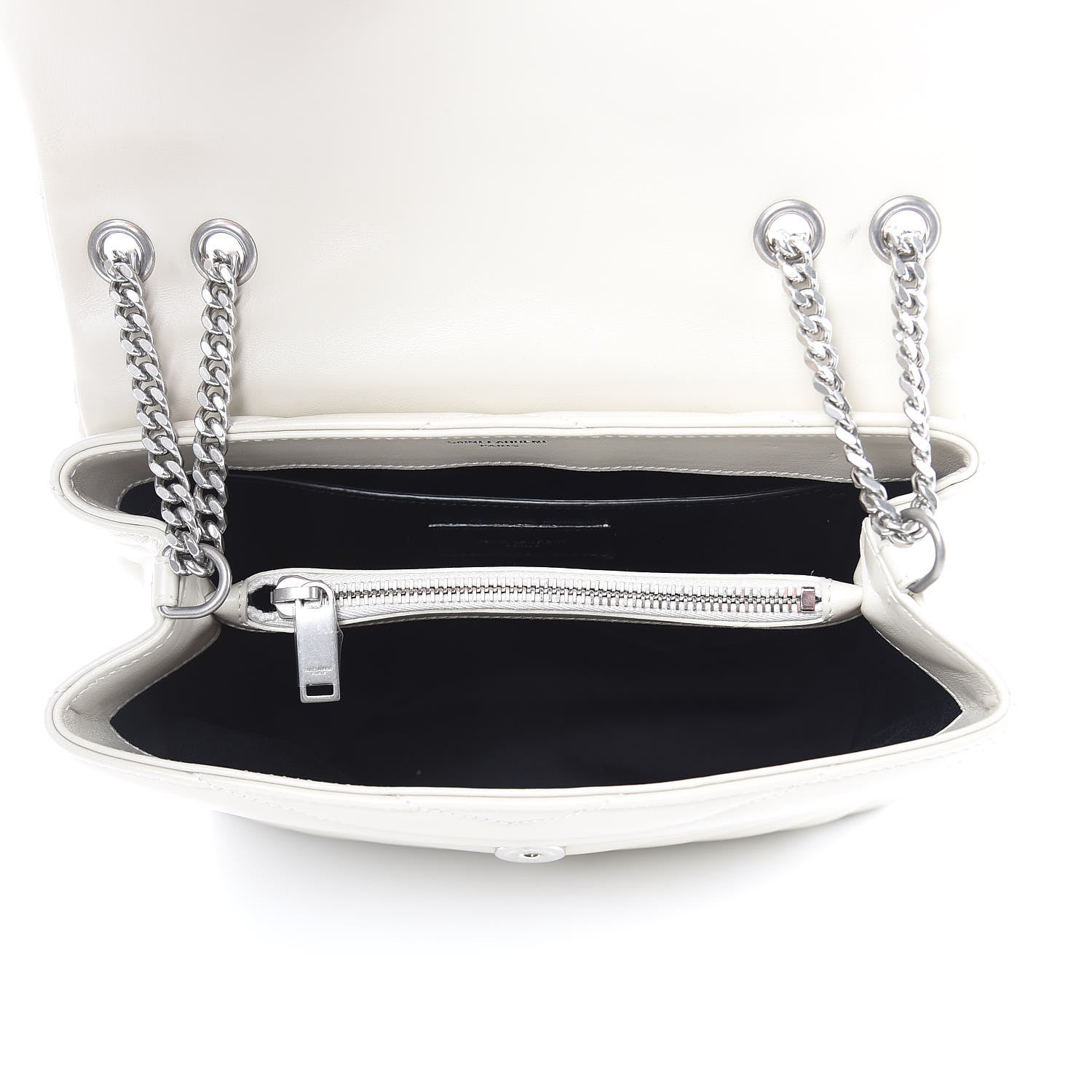 Saint Laurent Calfskin Y Quilted Monogram Small Loulou Chain Satchel Ivory 5 of 11