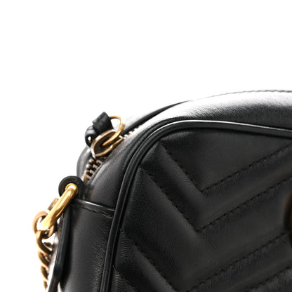 Gucci Calfskin Matelasse Mini GG Marmont Chain Shoulder Bag Black 11 of 14