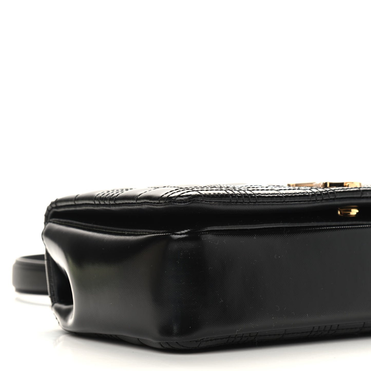 Patent Quilted Horseferry Print Small Lola Bag Black