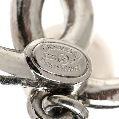 Chanel Crystal Baguette Pearl CC Drop Earrings Silver 4 of 5
