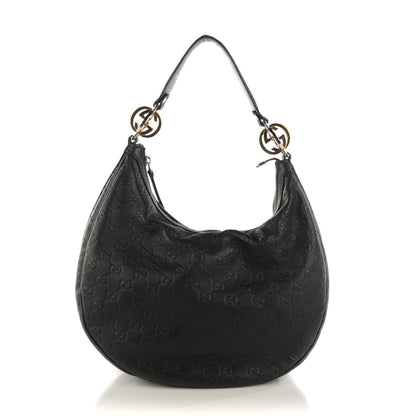 Gucci Guccissima Medium GG Twins Hobo Black 1 of 7