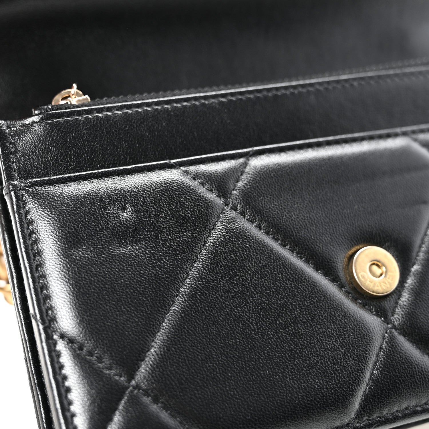 Chanel Lambskin Quilted Chanel 19 Wallet On Chain WOC Black 12 of 13