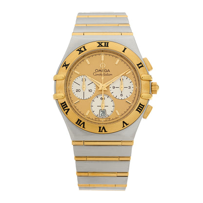 Omega Stainless Steel 18K Yellow Gold 37mm Constellation Chronograph Quartz Watch Champagne 1242.10 1 of 4