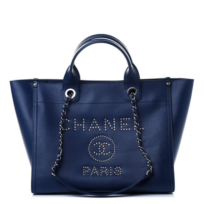 Chanel Caviar Small Studded Deauville Tote Navy 1 of 4