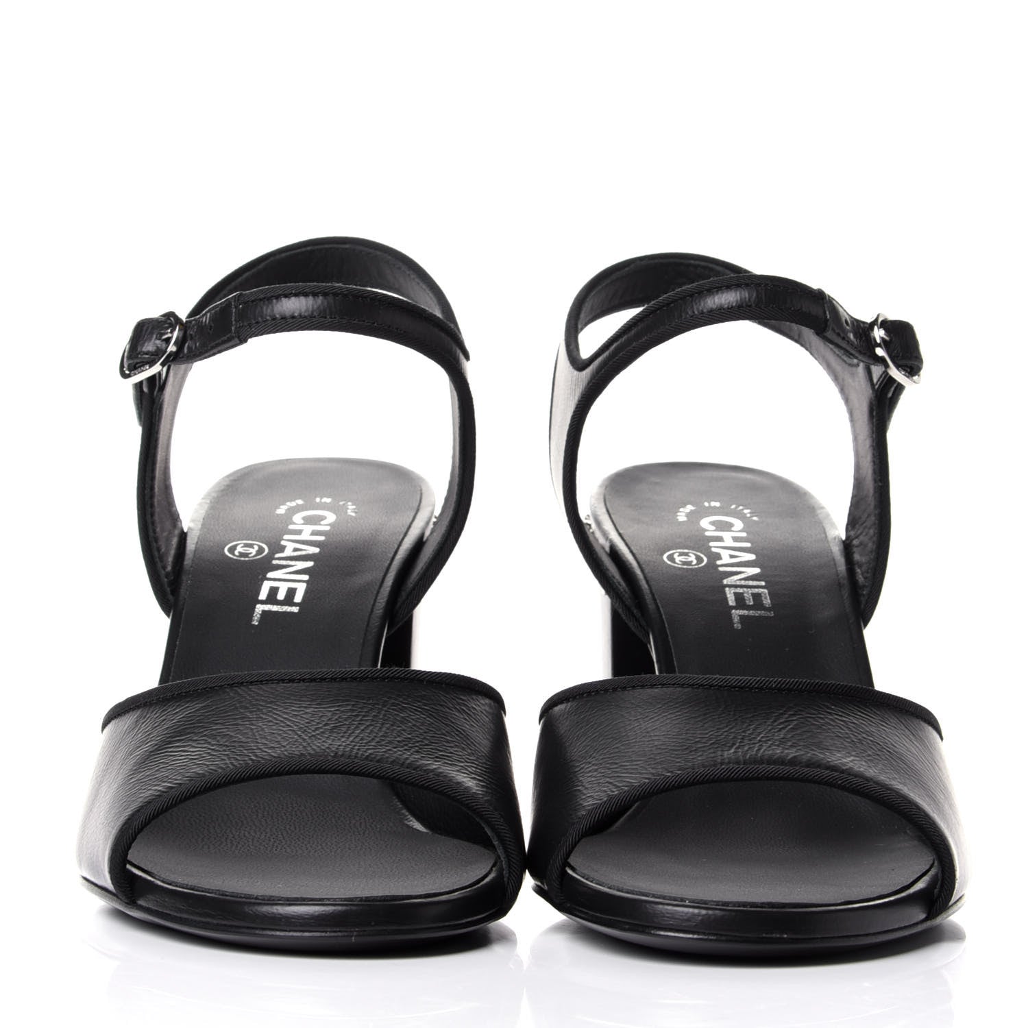 Chanel Calfskin Chain CC Sandals 38.5 Black 2 of 11