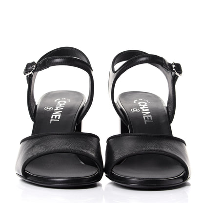 Chanel Calfskin Chain CC Sandals 38.5 Black 2 of 11