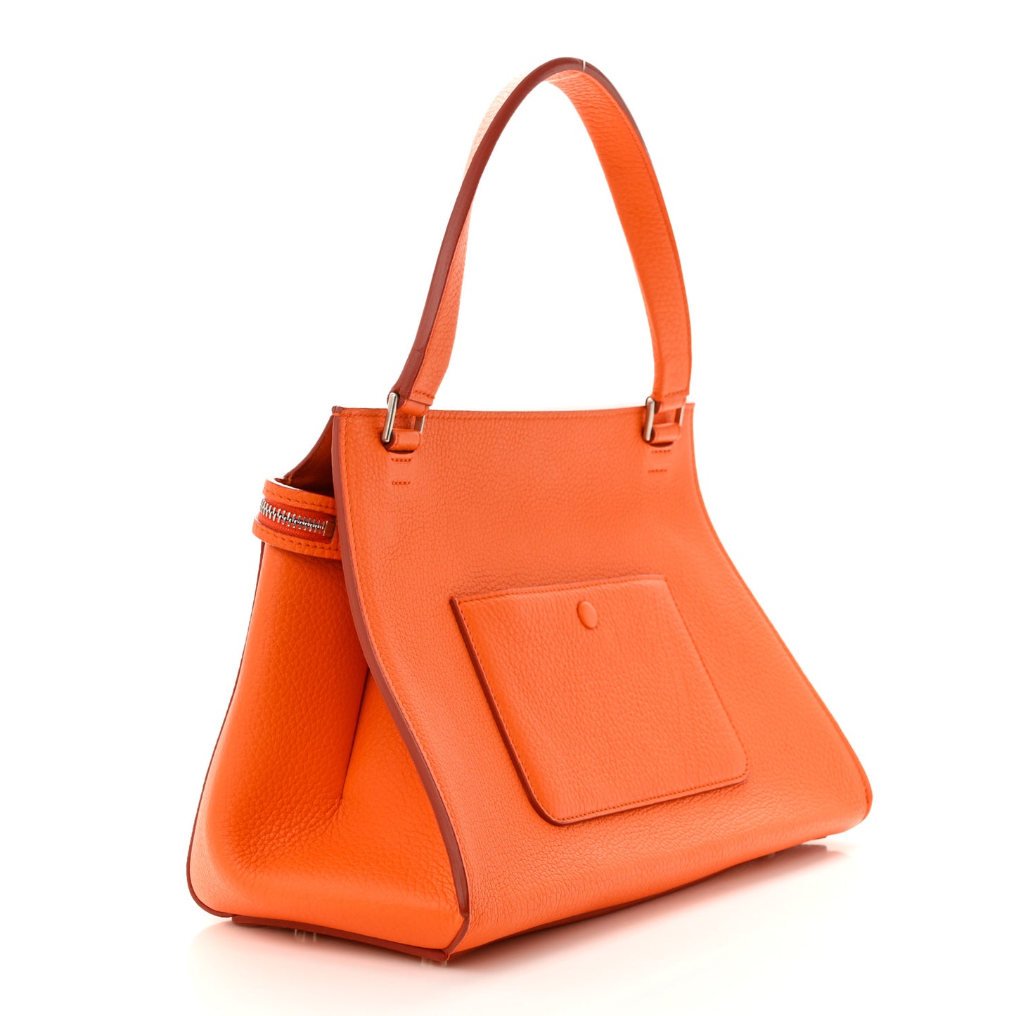 Grained Calfskin Medium Edge Shoulder Bag Vermillion