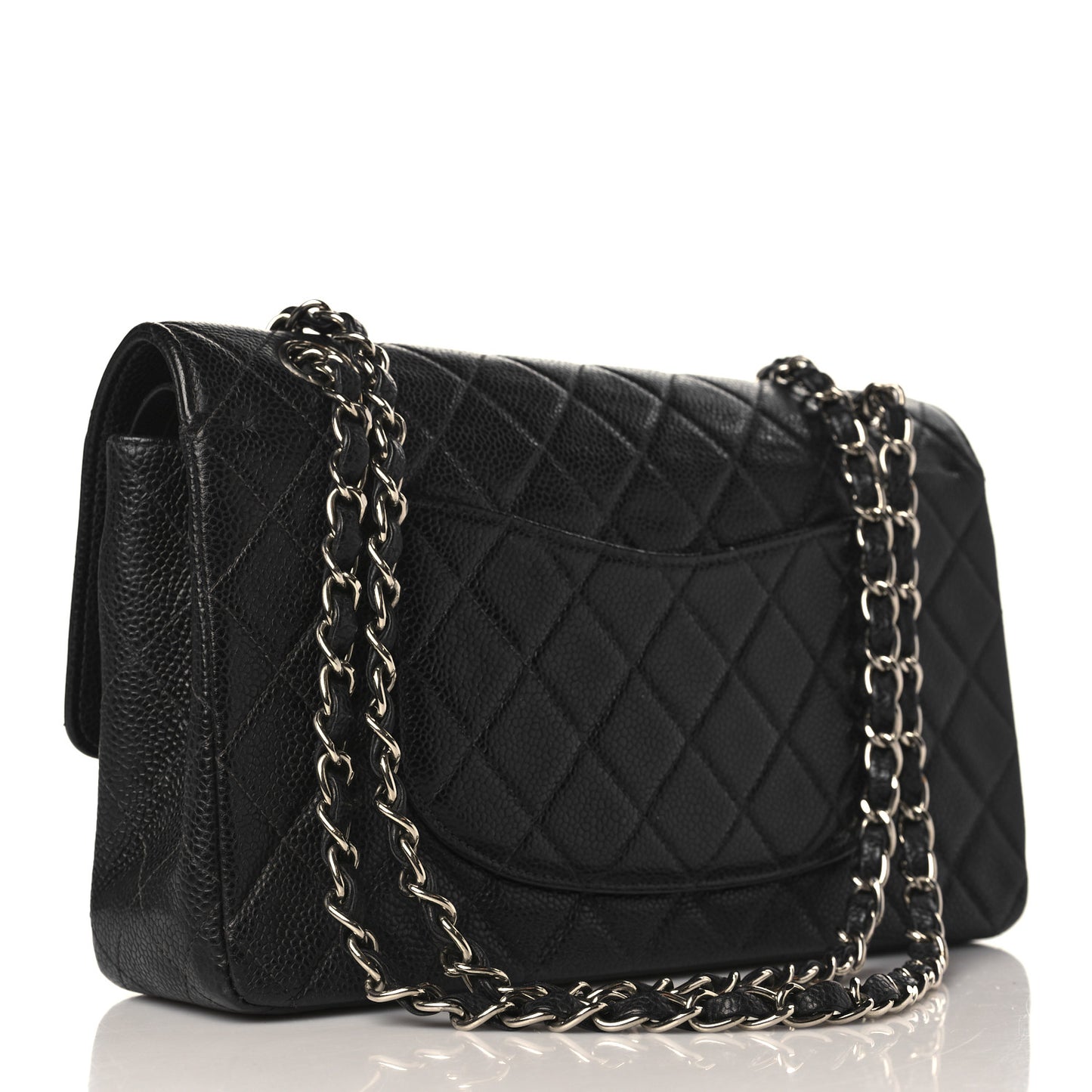 Caviar Quilted Medium Double Flap Black