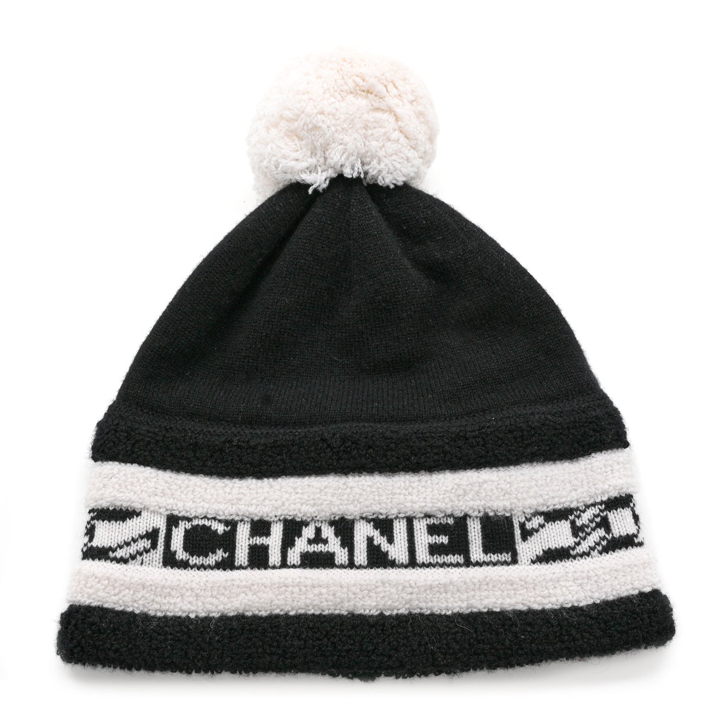 Cashmere CC Beanie Hat Ecru Black