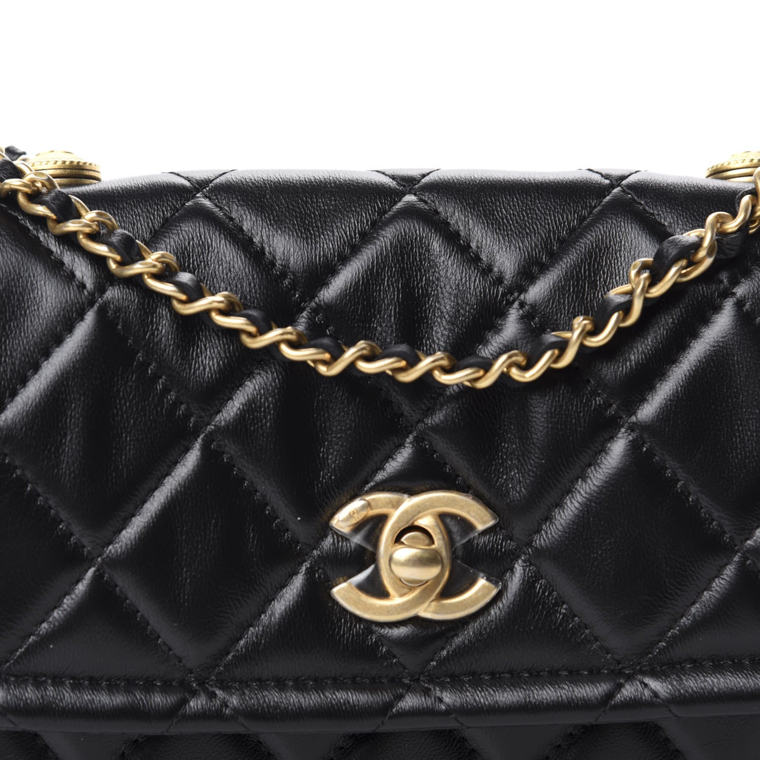 Chanel Shiny Lambskin Flap Clutch With Chain Black 10 of 11