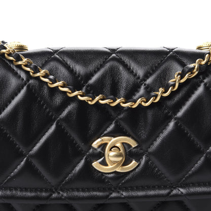 Chanel Shiny Lambskin Flap Clutch With Chain Black 10 of 11