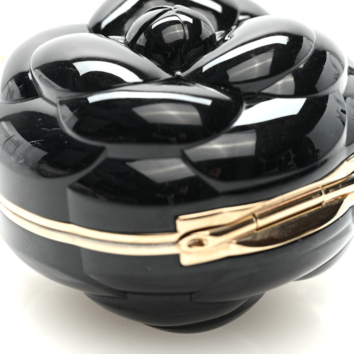 Chanel Resin Lambskin Camellia Clutch with Chain Black 9 of 10