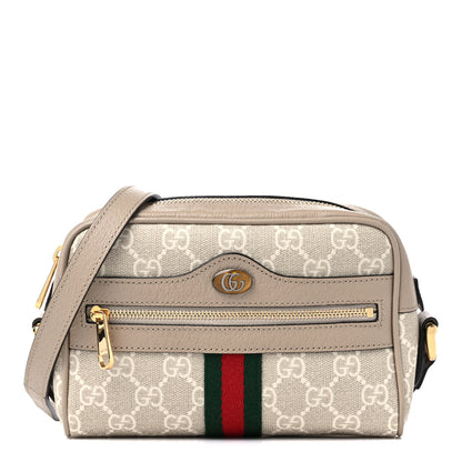 Gucci GG Supreme Monogram Textured Calfskin Web Mini Ophidia Shoulder Bag Beige Mystic White Oatmeal 1 of 10