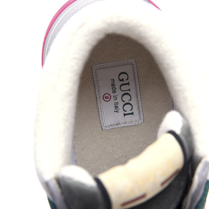 Gucci Suede Calfskin Mens Ultrapace Mid Top Sneakers 8 Turquoise Grey 8 of 10