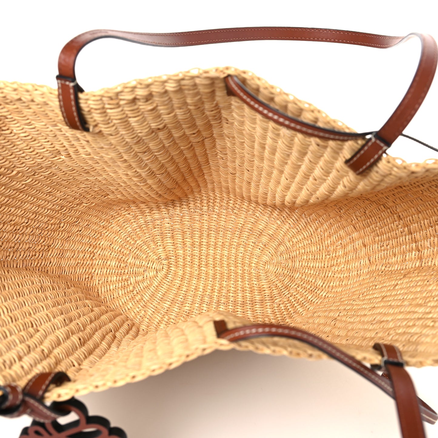 Calfskin Raffia Paulas Ibiza Small Basket Tote Bag Natural Tan