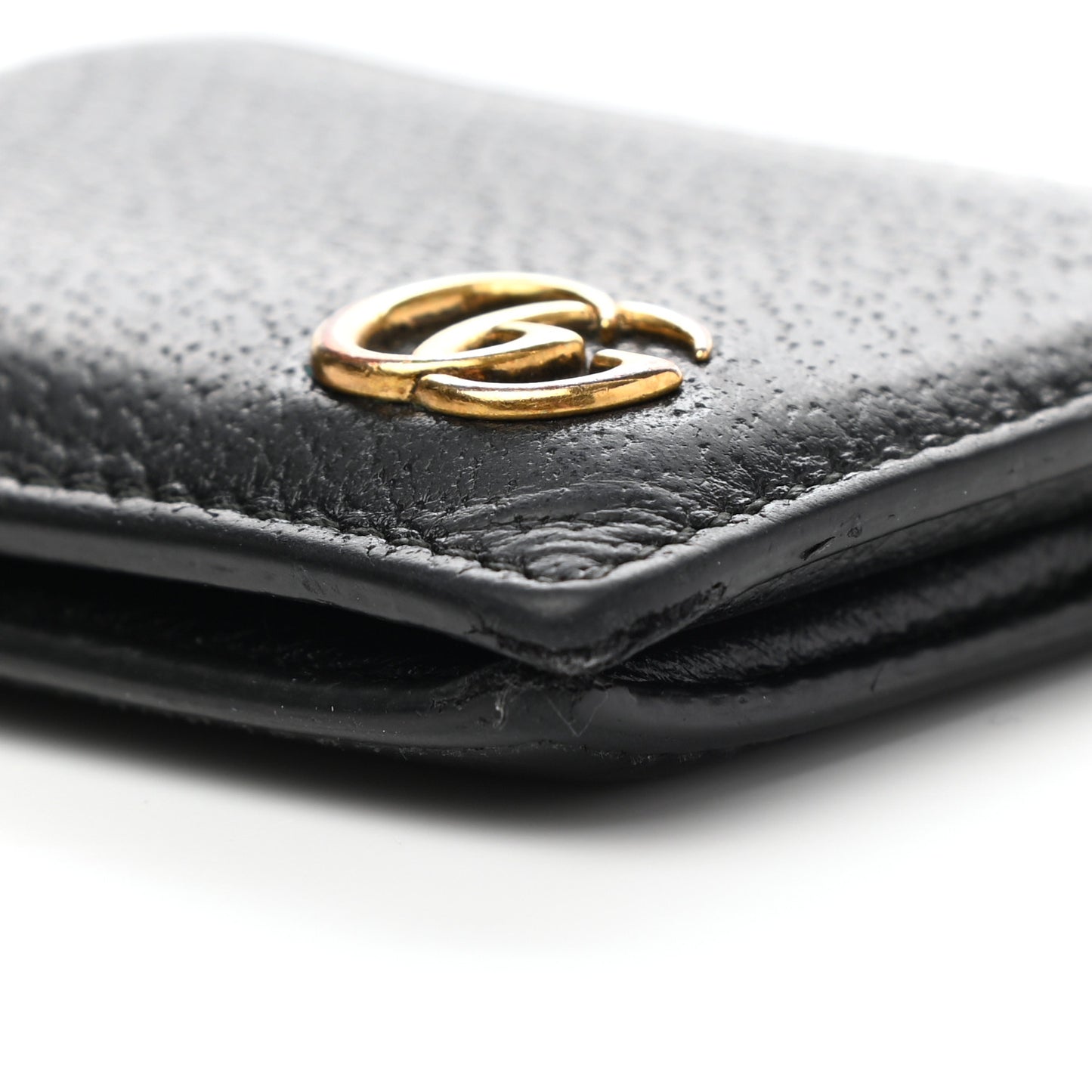 Calfskin Boar Effect GG Marmont Bi-Fold Wallet Black