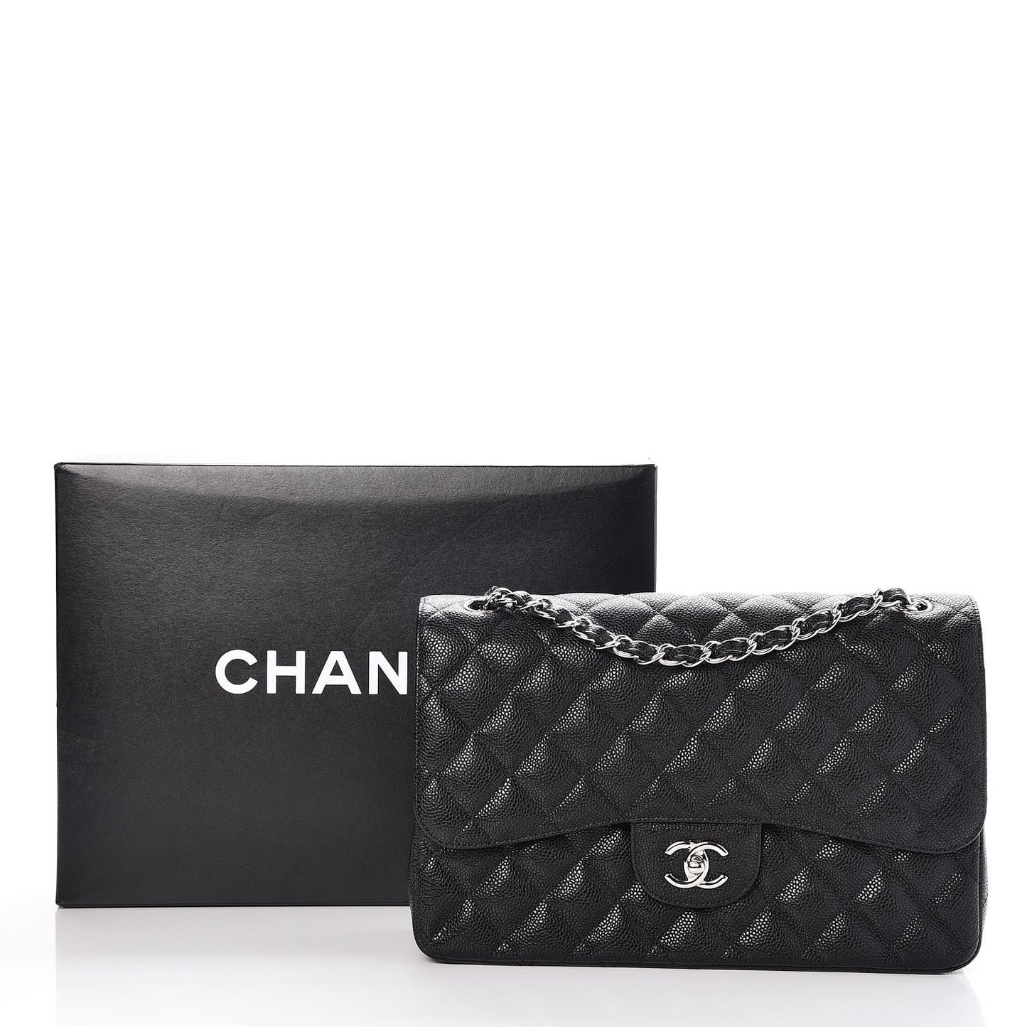 Caviar Quilted Jumbo Double Flap Black