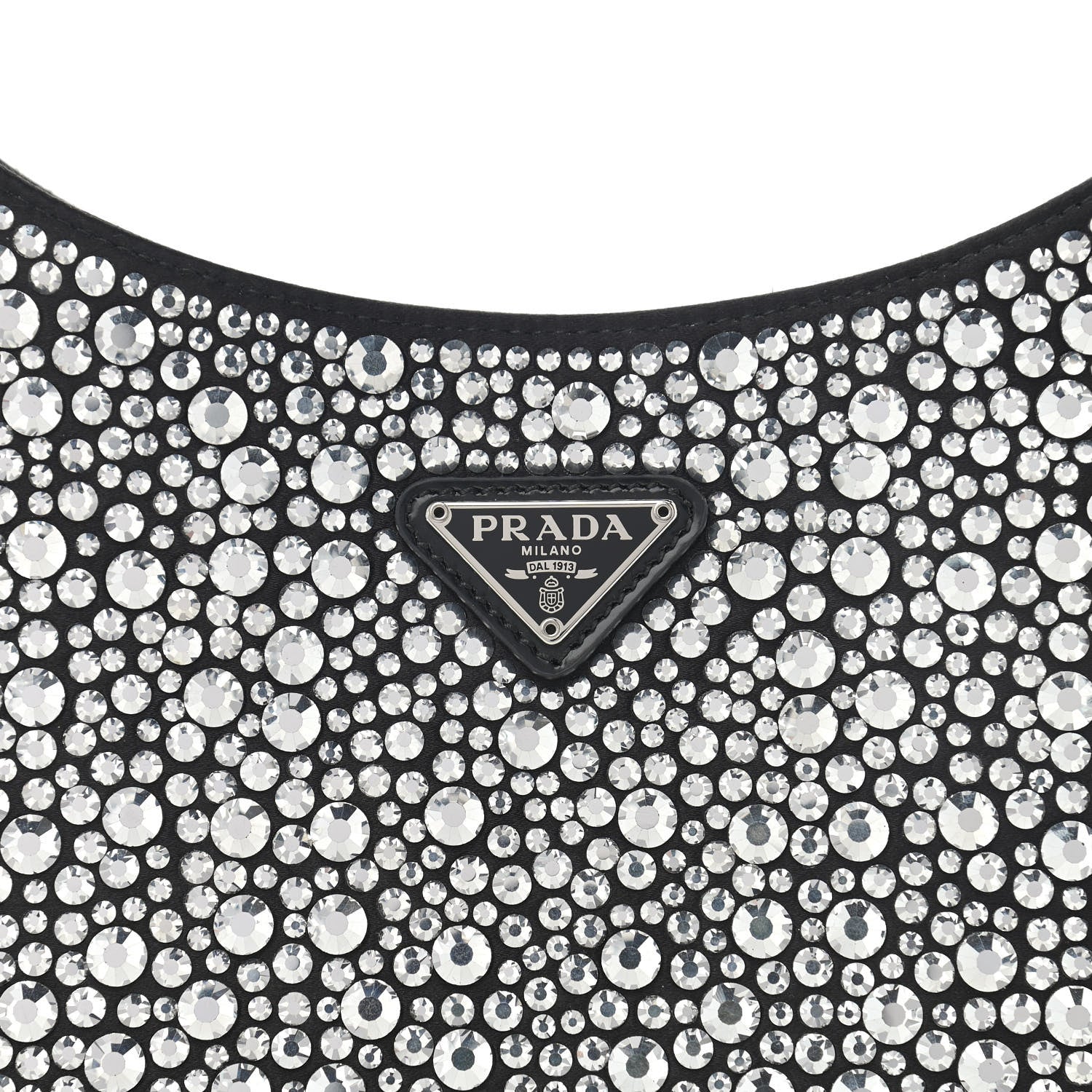 Prada Satin Crystal Cleo Adjustable Strap Shoulder Bag Metal 8 of 11