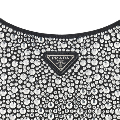 Prada Satin Crystal Cleo Adjustable Strap Shoulder Bag Metal 8 of 11