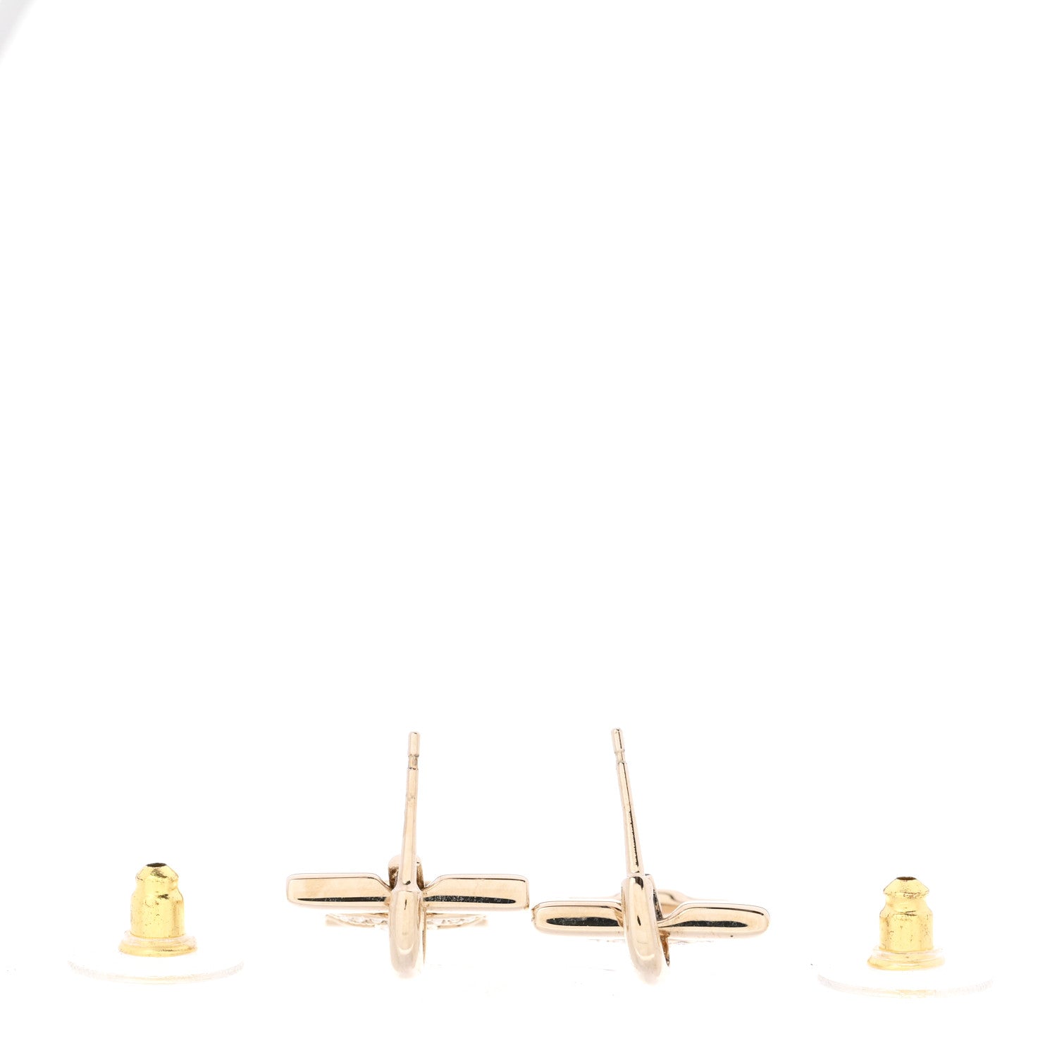Chanel Metal Crystal Square CC Dangle Earrings Gold 3 of 5