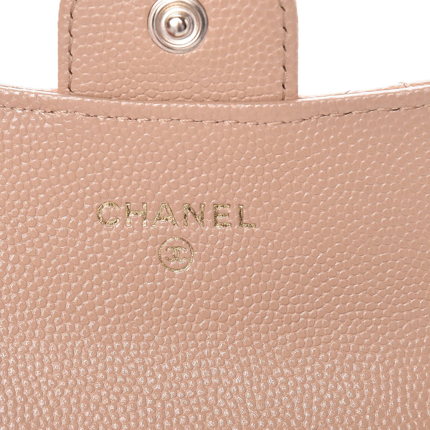 Caviar Quilted Card Holder Wallet Beige
