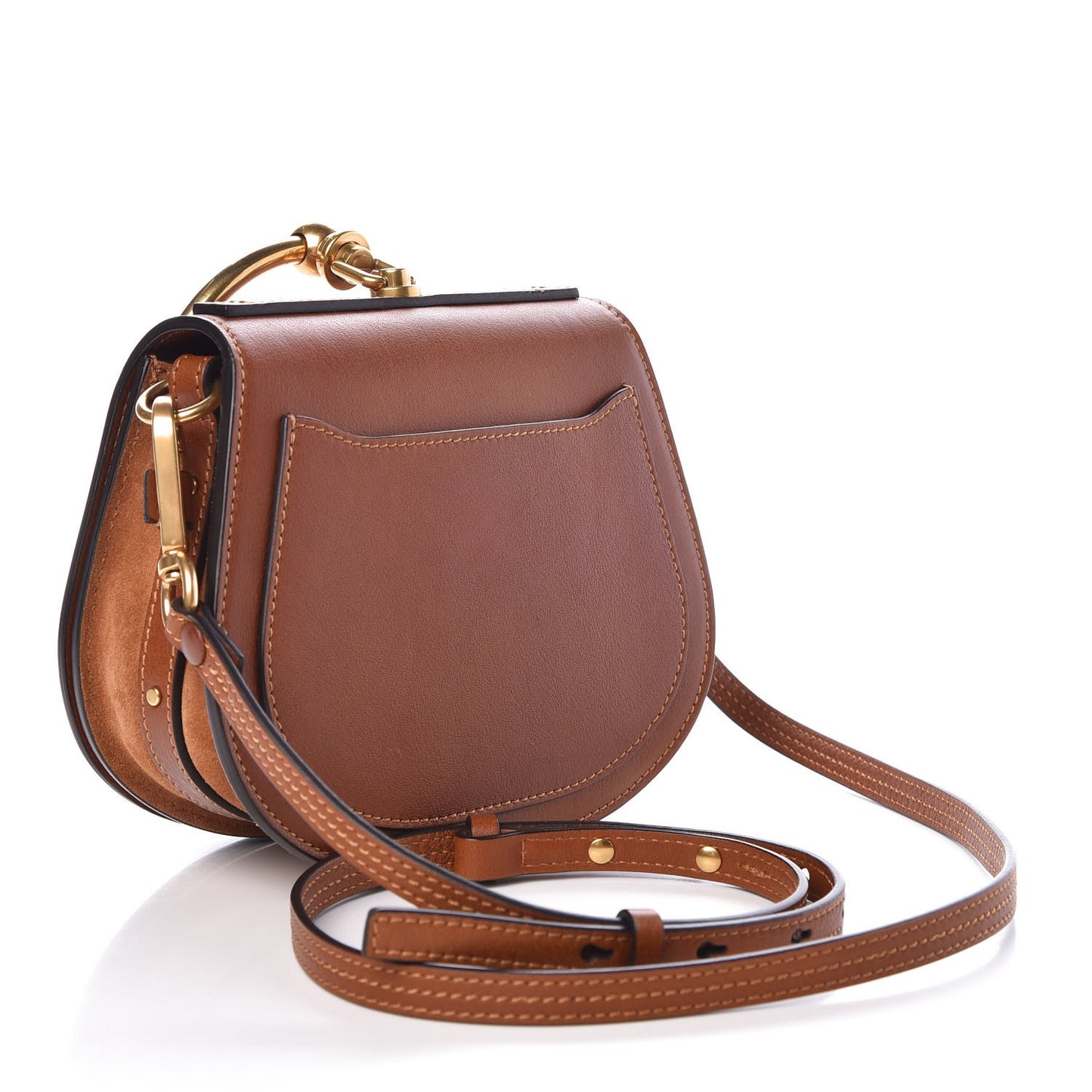 Calfskin Suede Small Nile Bracelet Bag Caramel