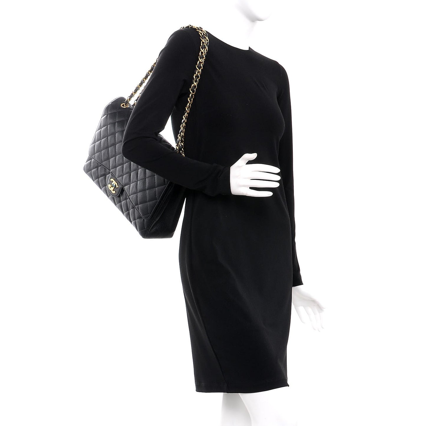Caviar Quilted Maxi Double Flap Black