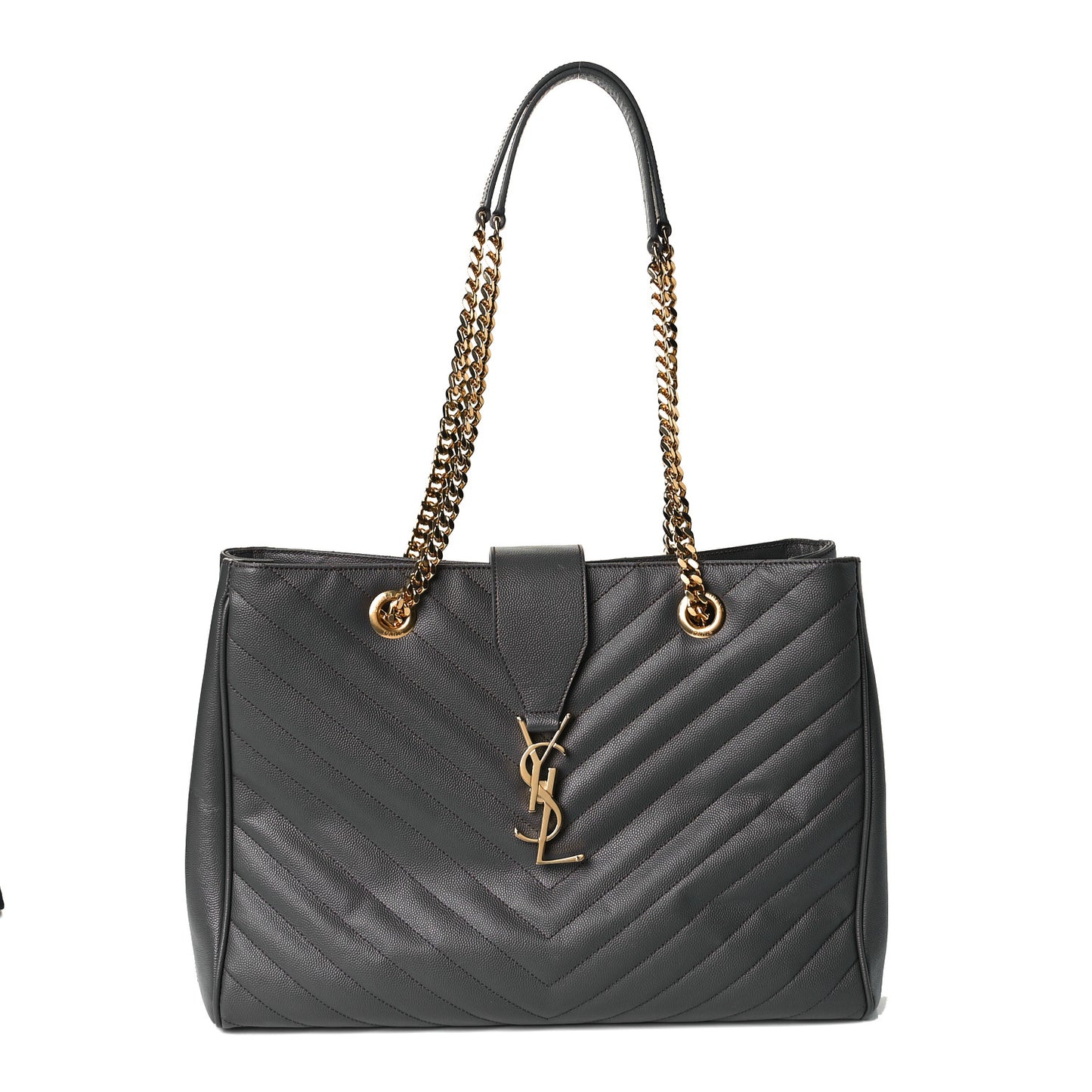 Grain De Poudre Matelasse Chevron Monogram Shopping Bag Earth