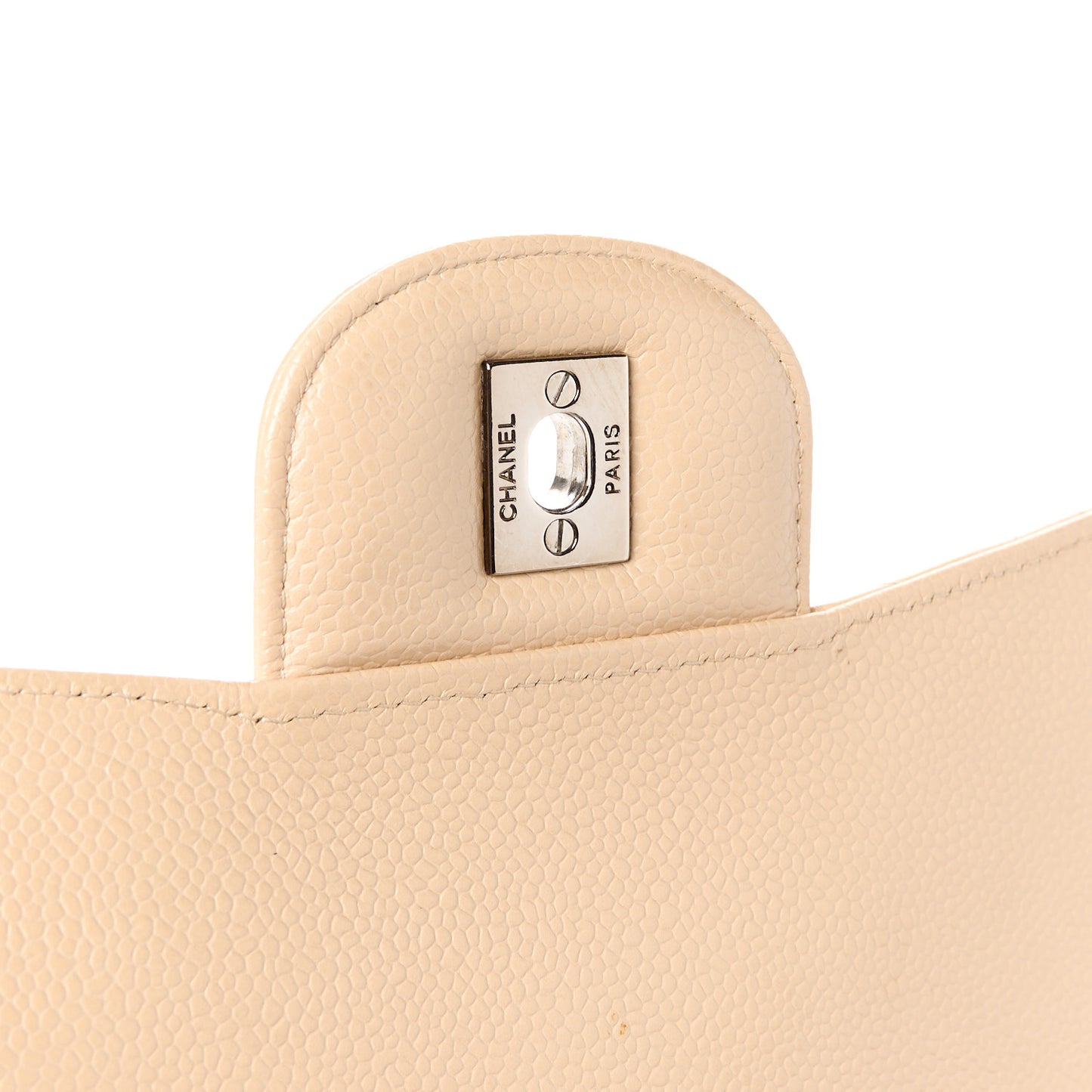 Caviar Quilted Jumbo Single Flap Beige Clair