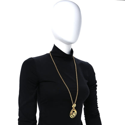 Chanel CC Pendant Necklace Gold 2 of 5