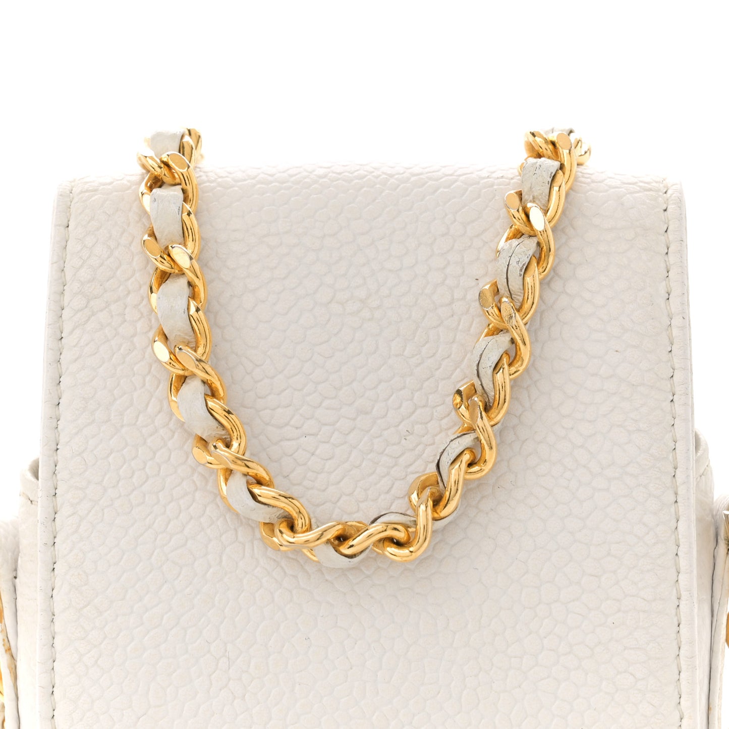 Caviar Phone Holder Crossbody White