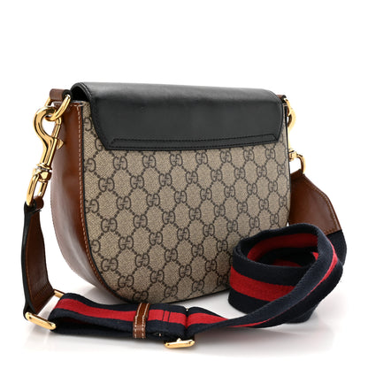 Gucci GG Supreme Monogram Web Medium Padlock Messenger Shoulder Bag Black 3 of 17