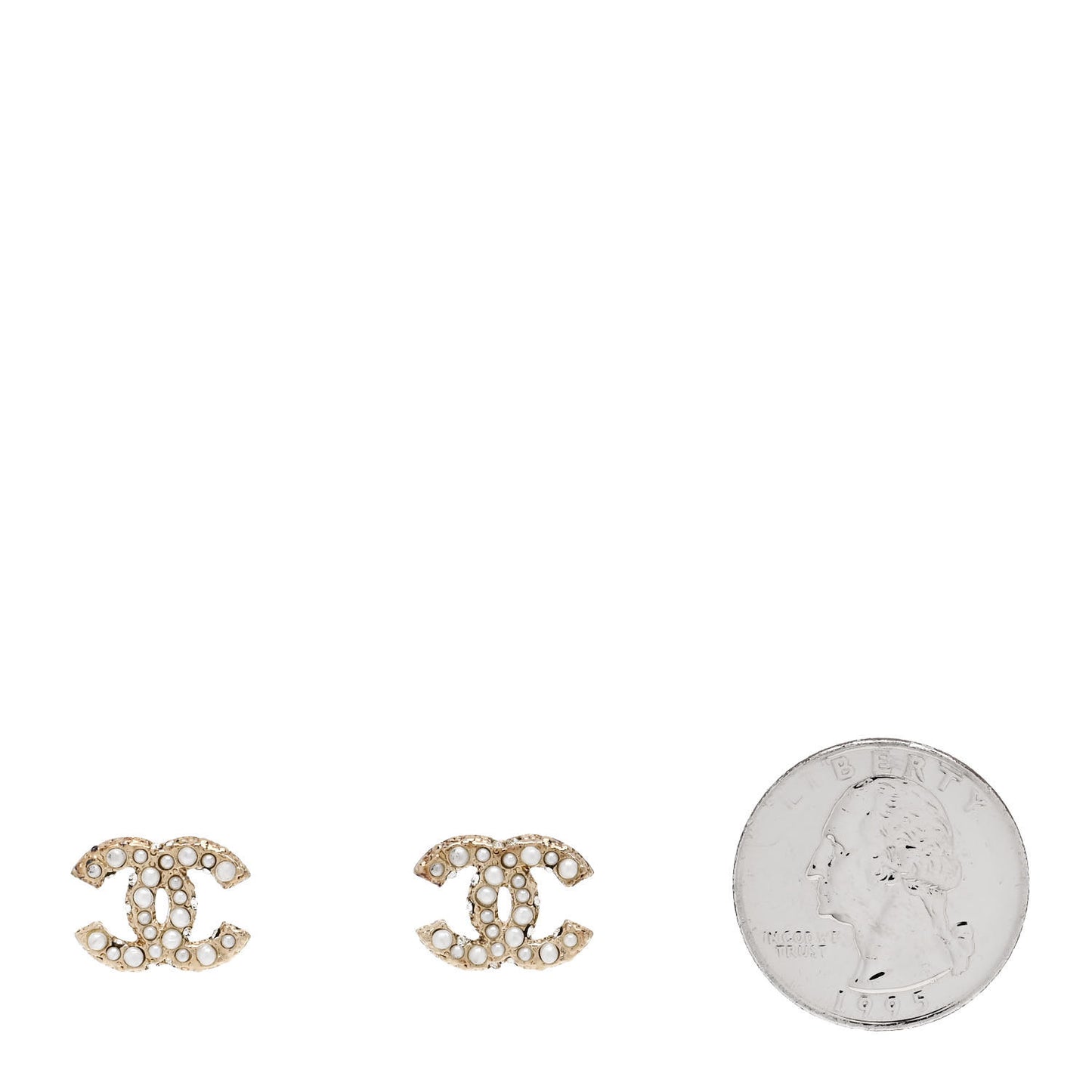 Metal Graduated Pearl Crystal CC Earrings Light Gold
