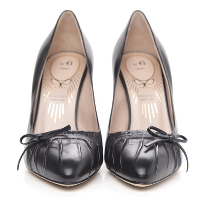 Gucci Nappa Bow High Heel Pumps 35 Black 2 of 9