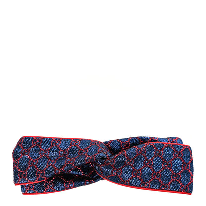 Gucci Cotton Embroidered GG Blend Headband M Blue Red 1 of 7