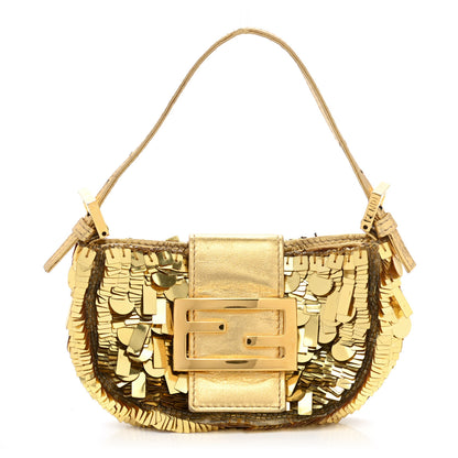 Fendi Sequin Paillettes Mini Half Moon Baguette Gold 1 of 13