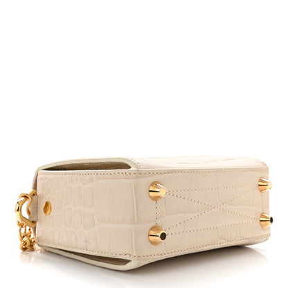Alexander McQueen Calfskin Crocodile Embossed Box Shoulder Bag 16 Cream 4 of 10