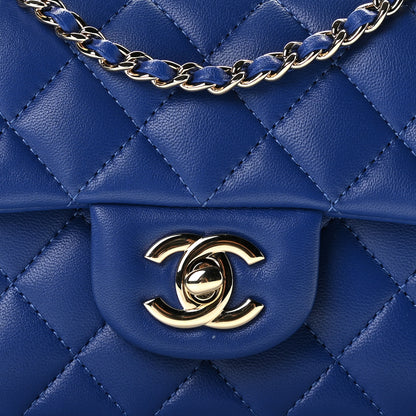 Chanel Lambskin Quilted Mini Top Handle Rectangular Flap Dark Blue 7 of 9
