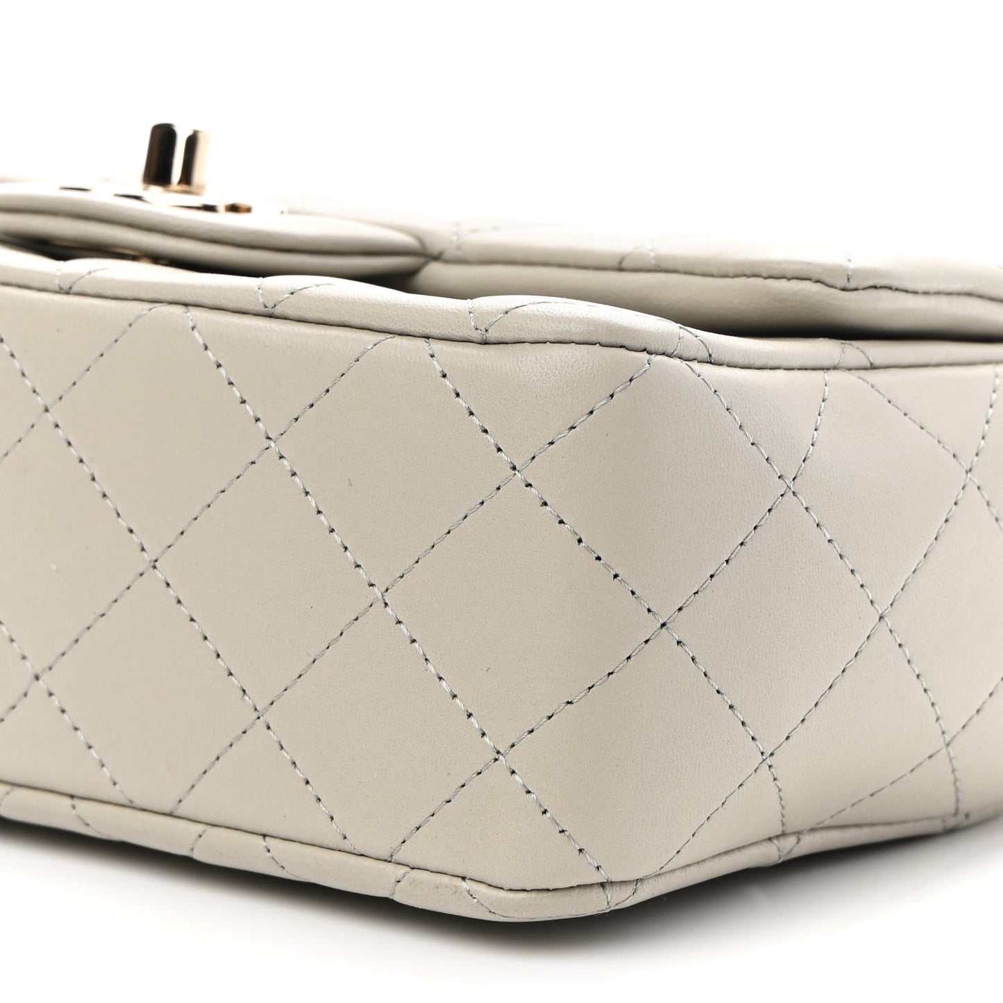 Lambskin Quilted Mini Rectangular Flap Grey