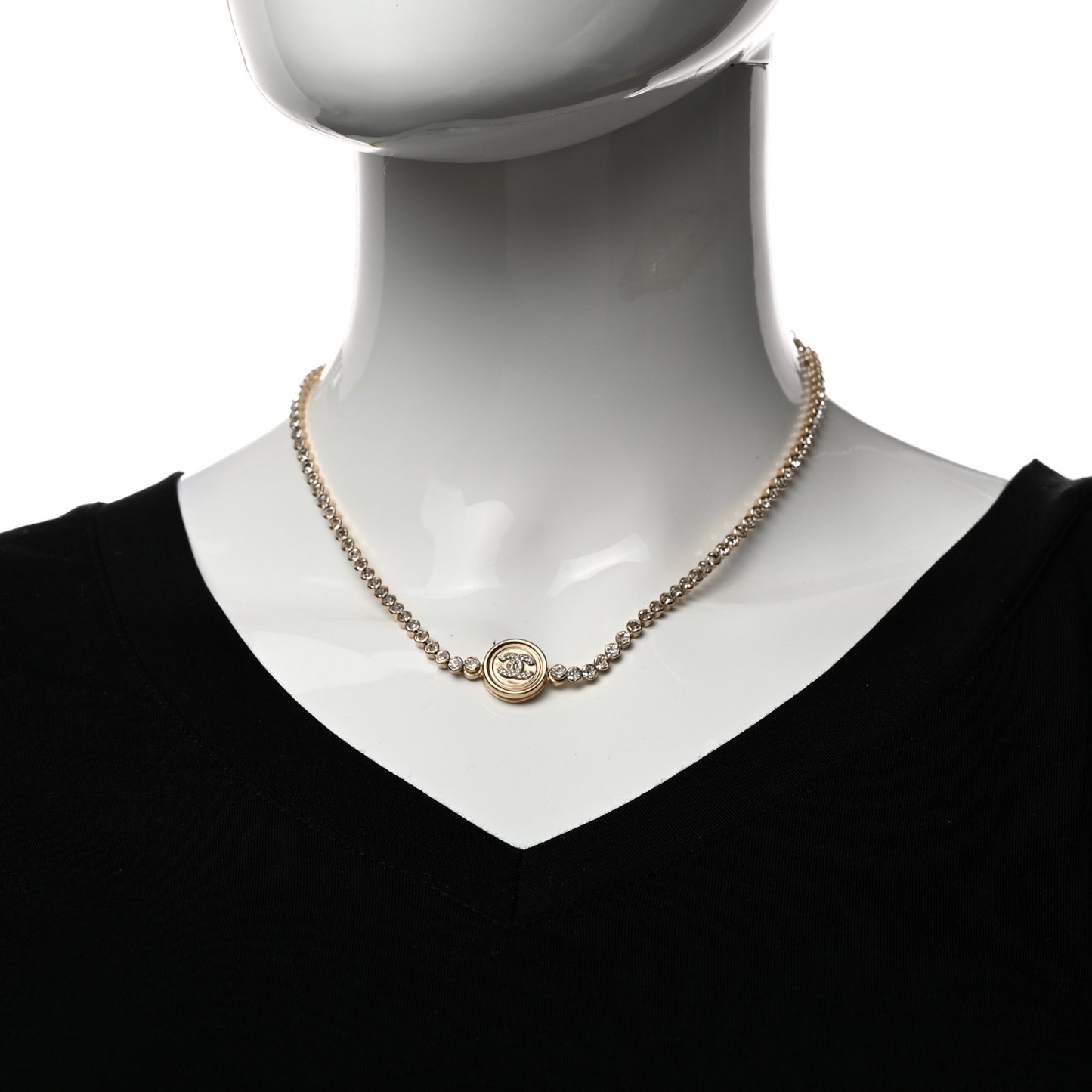 Crystal CC Chain Short Necklace Gold