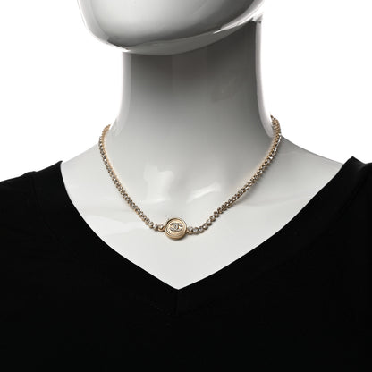Chanel Crystal CC Chain Short Necklace Gold 2 of 5