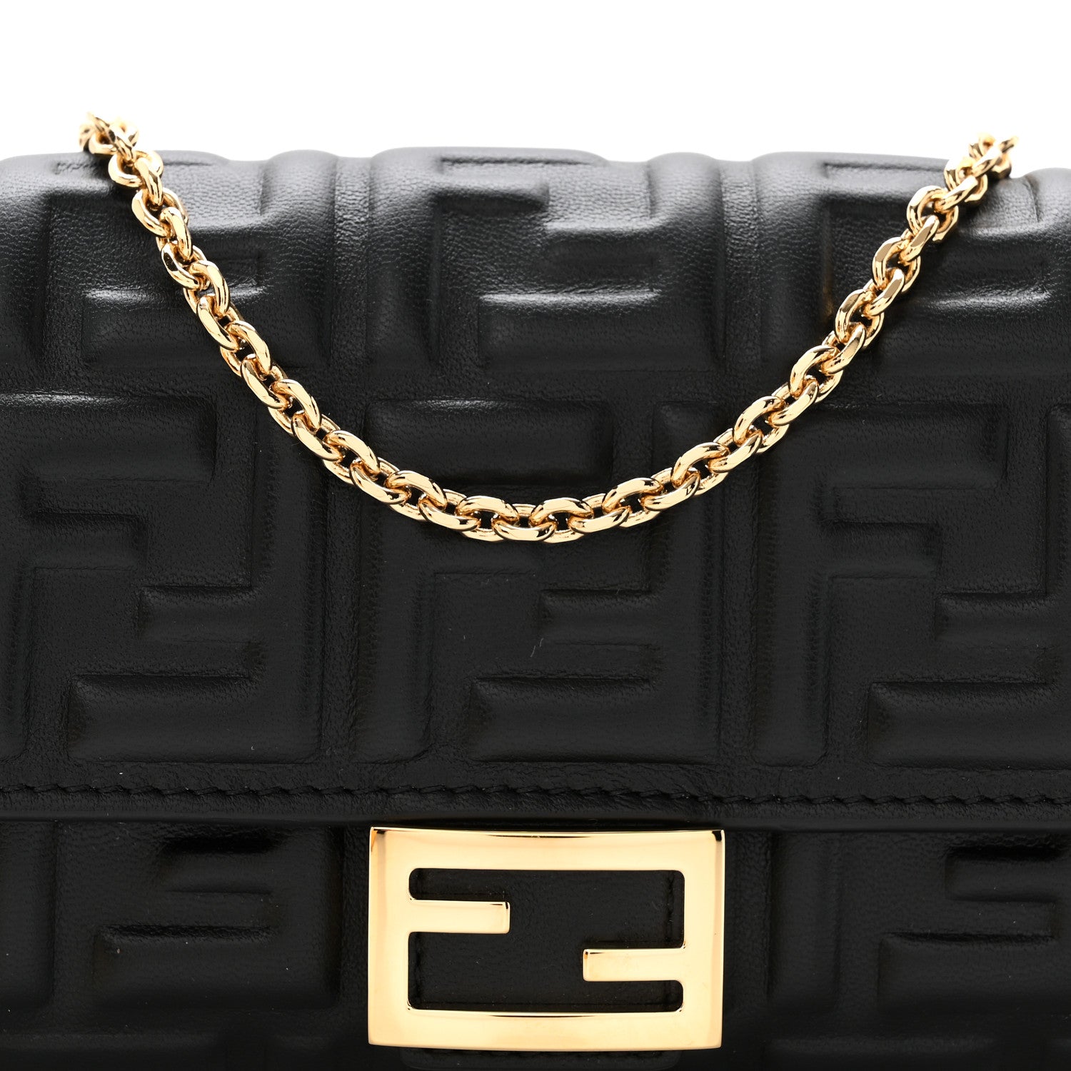 Fendi Nappa Matisse FF Embossed Continental Wallet On Chain Black Black 9 of 12