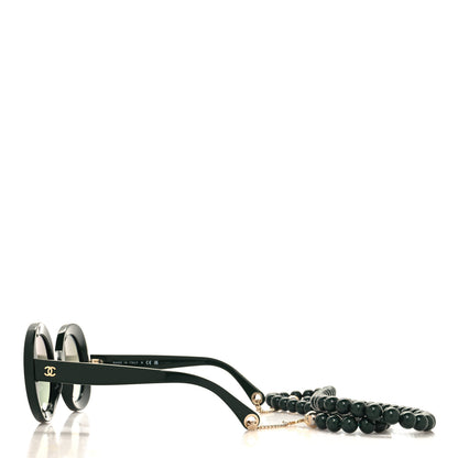 Chanel Acetate Round Chain Sunglasses 5489 Green 3 of 7