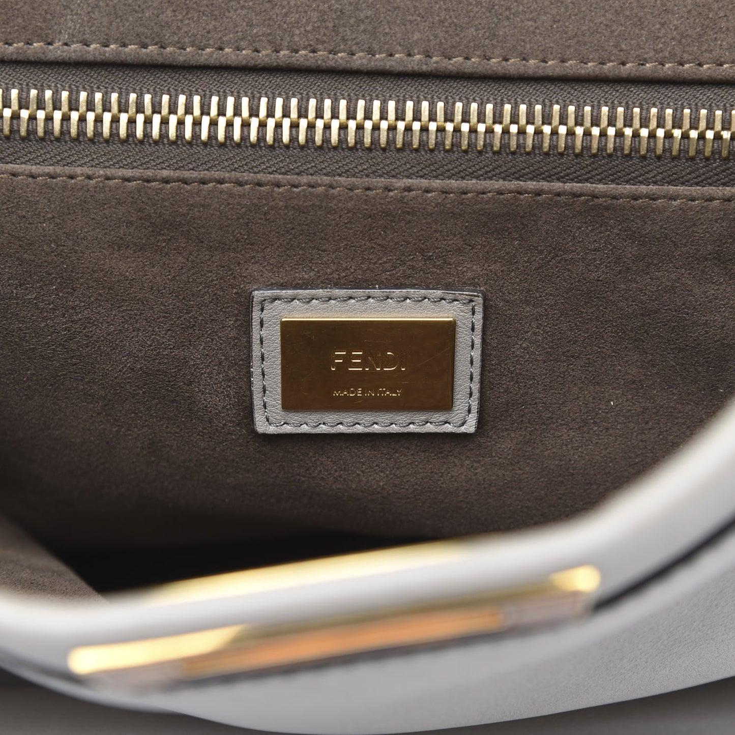 Vitello Seta Suede Plexiglass Tortoise Large Peekaboo Iconic Satchel Asfalto Marrone