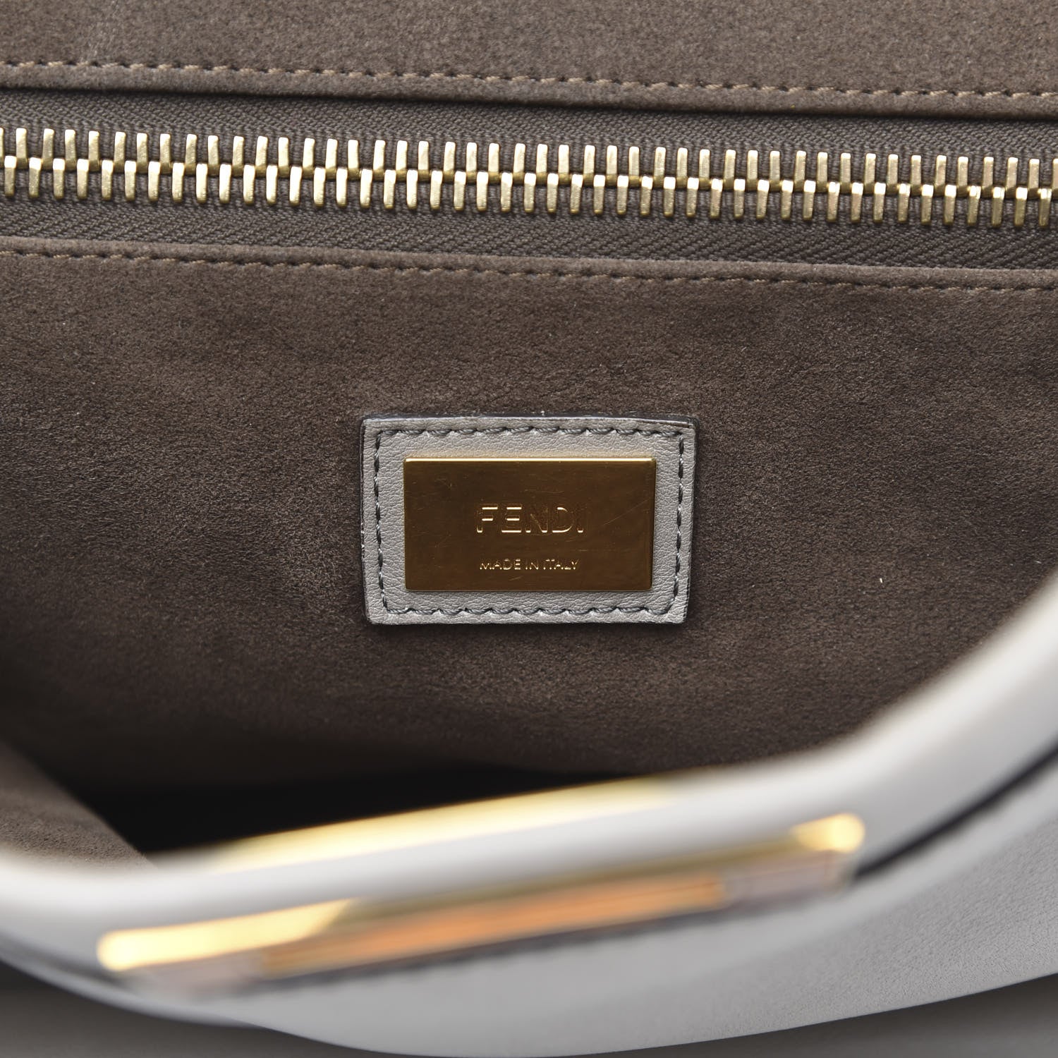 Fendi Vitello Seta Suede Plexiglass Tortoise Large Peekaboo Iconic Satchel Asfalto Marrone 8 of 16