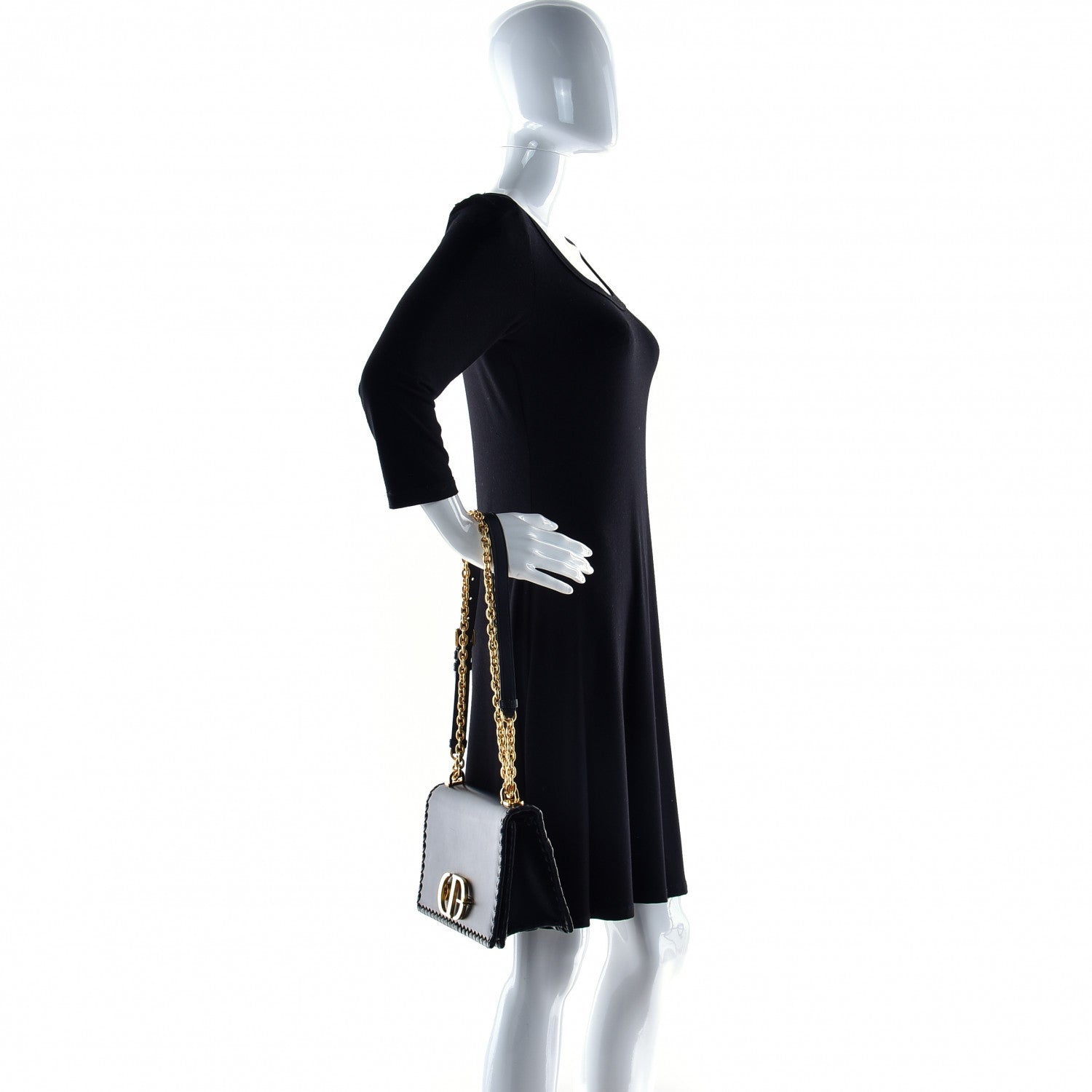 Christian Dior Calfskin Braided 30 Montaigne Chain Flap Bag Black 2 of 18