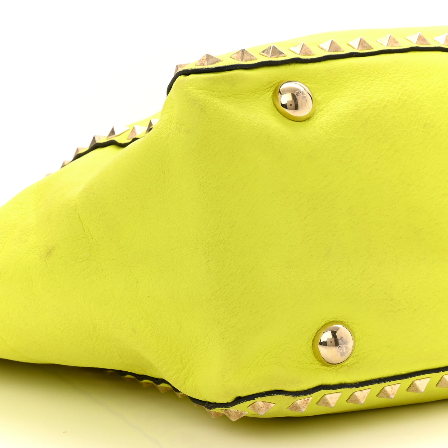 Vitello Medium Rockstud Tote Yellow Fluo