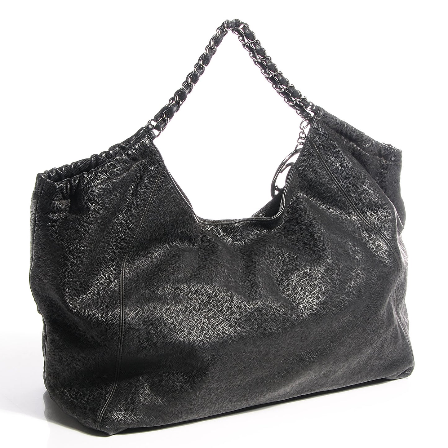 Distressed Caviar XL Coco Cabas Black