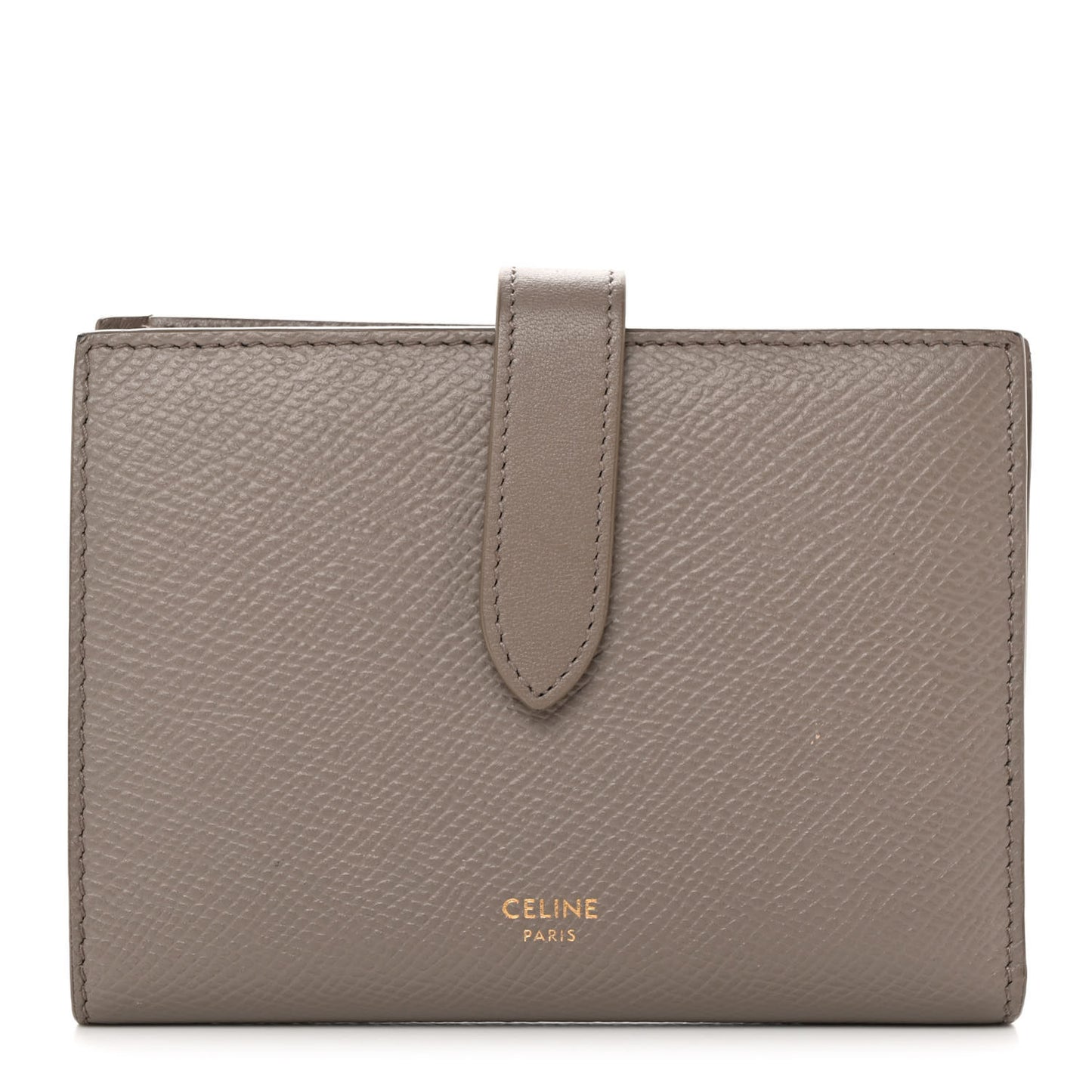 Grained Calfskin Medium Multifunction Strap Wallet Pebble