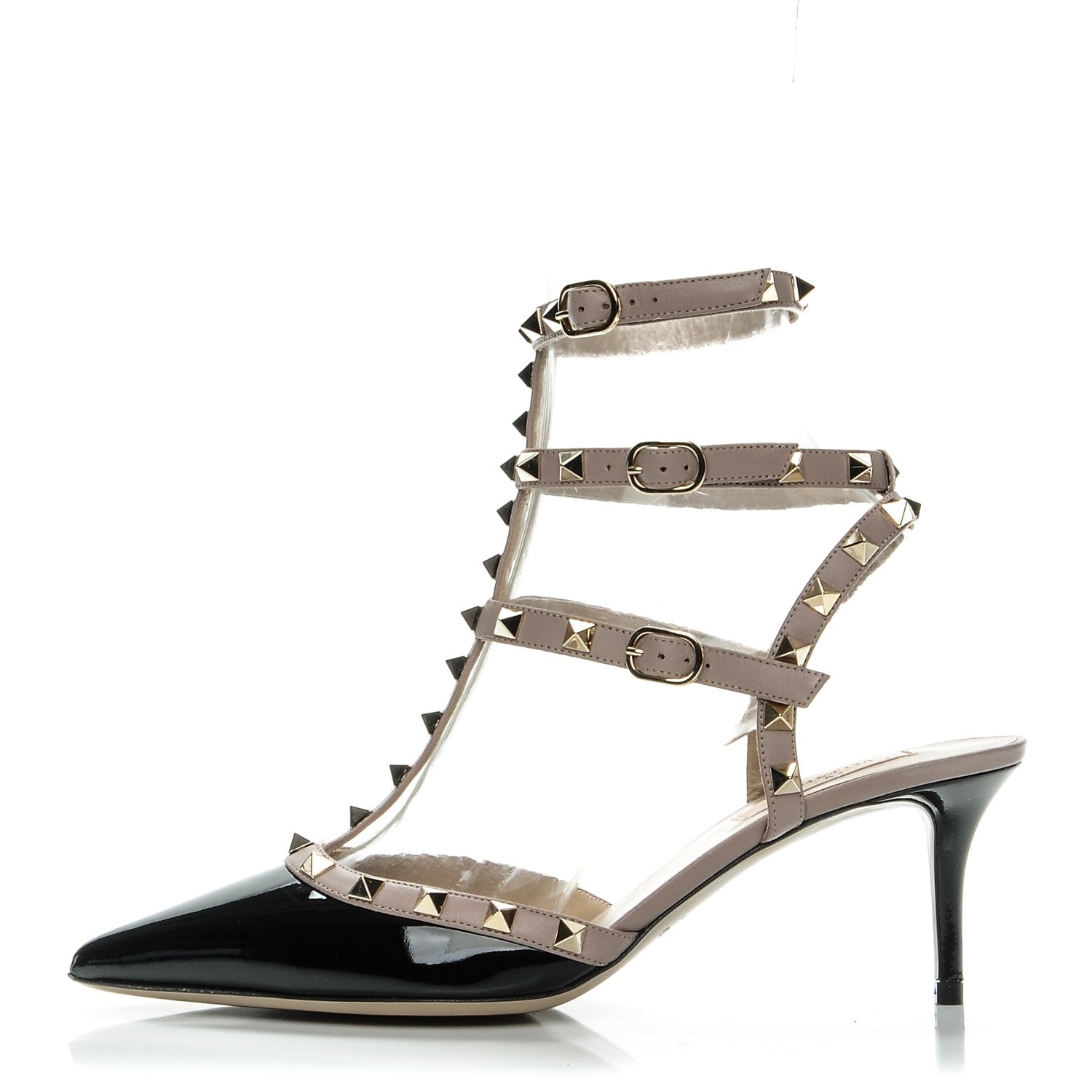Valentino Garavani Patent Nappa Rockstud Ankle Strap 65mm Pumps 39.5 Black Poudre 1 of 9